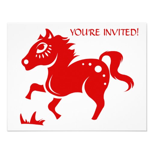 CHINESE ZODIAC HORSE PAPERCUT ILLUSTRATION INVITES