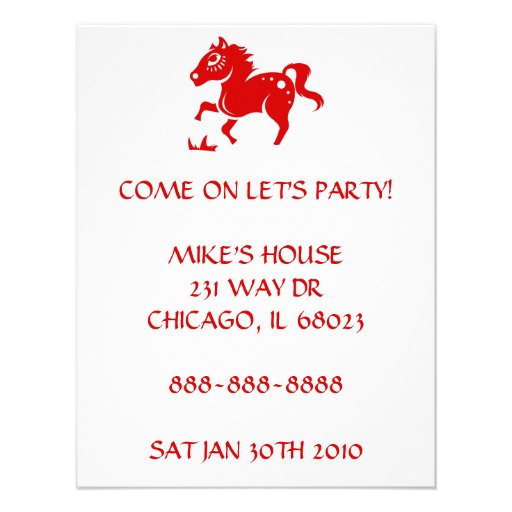 CHINESE ZODIAC HORSE PAPERCUT ILLUSTRATION INVITES