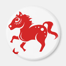 CHINESE ZODIAC HORSE PAPERCUT ILLUSTRATION MAGNETS