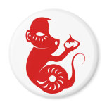 CHINESE ZODIAC PAPERCUT MONKEY ILLUSTRATION FRIDGE MAGNET