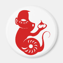 CHINESE ZODIAC PAPERCUT MONKEY ILLUSTRATION FRIDGE MAGNET