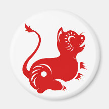 CHINESE ZODIAC PAPERCUT TIGER ILLUSTRATED REFRIGERATOR MAGNET