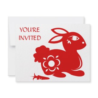 CHINESE ZODIAC RABBIT PAPERCUT ILLUSTRATION invitation