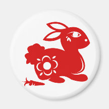 CHINESE ZODIAC RABBIT PAPERCUT ILLUSTRATION REFRIGERATOR MAGNETS