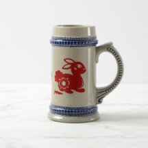 CHINESE ZODIAC RABBIT PAPERCUT ILLUSTRATION COFFEE MUG