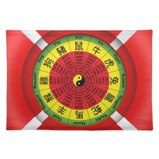 Chinese zodiac wheel cloth placemat Zazzle