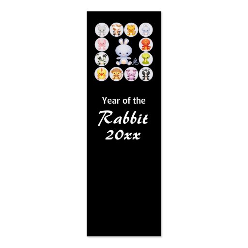 Chinese Zodiac Year of the Rabbit Bookmark Business Card Templates (front side)