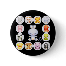 Chinese Zodiac Year of the Rabbit Button