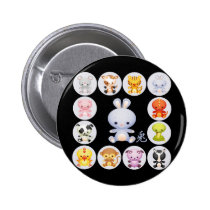 Chinese Zodiac Year of the Rabbit Button buttons