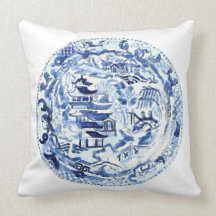 CHINOISERIE PLATE PILLOW BLUE/WHITE