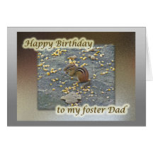 Chipmunk on Rock Birthday Foster Dad Greeting Card
