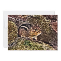 Chipmunk on Rocks Painting Custom Invites