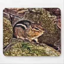 Chipmunk on Rocks Painting Mousepads