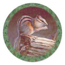 CHIPMUNK & WREATH by SHARON SHARPE stickers
