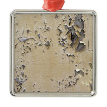 Chipped Painted Metal Textured Ornament