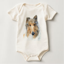Chipper the Collie Infant Organic Creeper t-shirts by mozache Chipper the Collie Infant Organic Creeper t-shirts