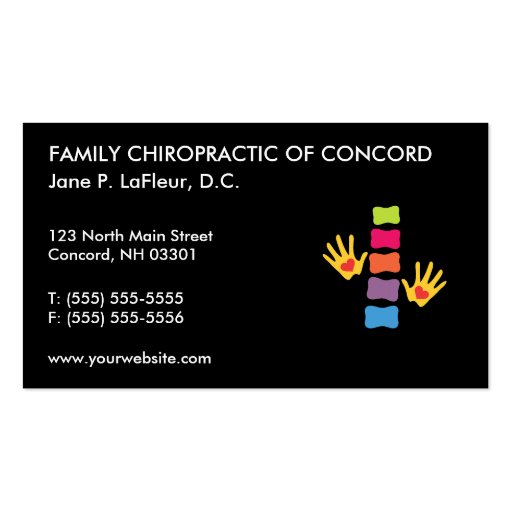 Chiro Words Chiropractic Business Cards (front side)