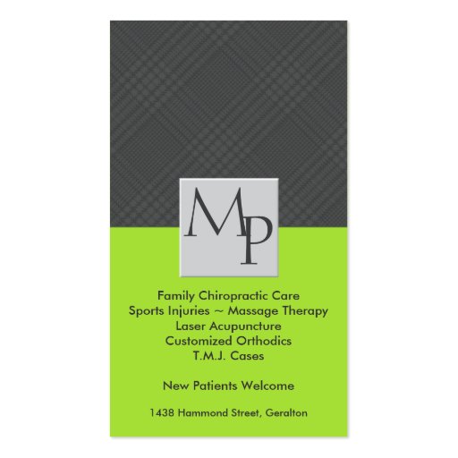 Chiropractic and Medical Business Card - Monogram (back side)