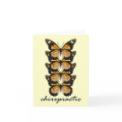 postcard - This feminine design features stacked butterflies, reminiscent of vertebrae, with black cursive text that reads "chiropractic" at the bottom.  Blank inside for you to add your own message.