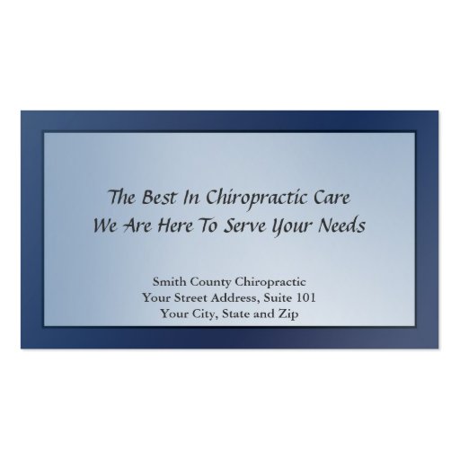 Chiropractic Chiropractor Business Card (back side)