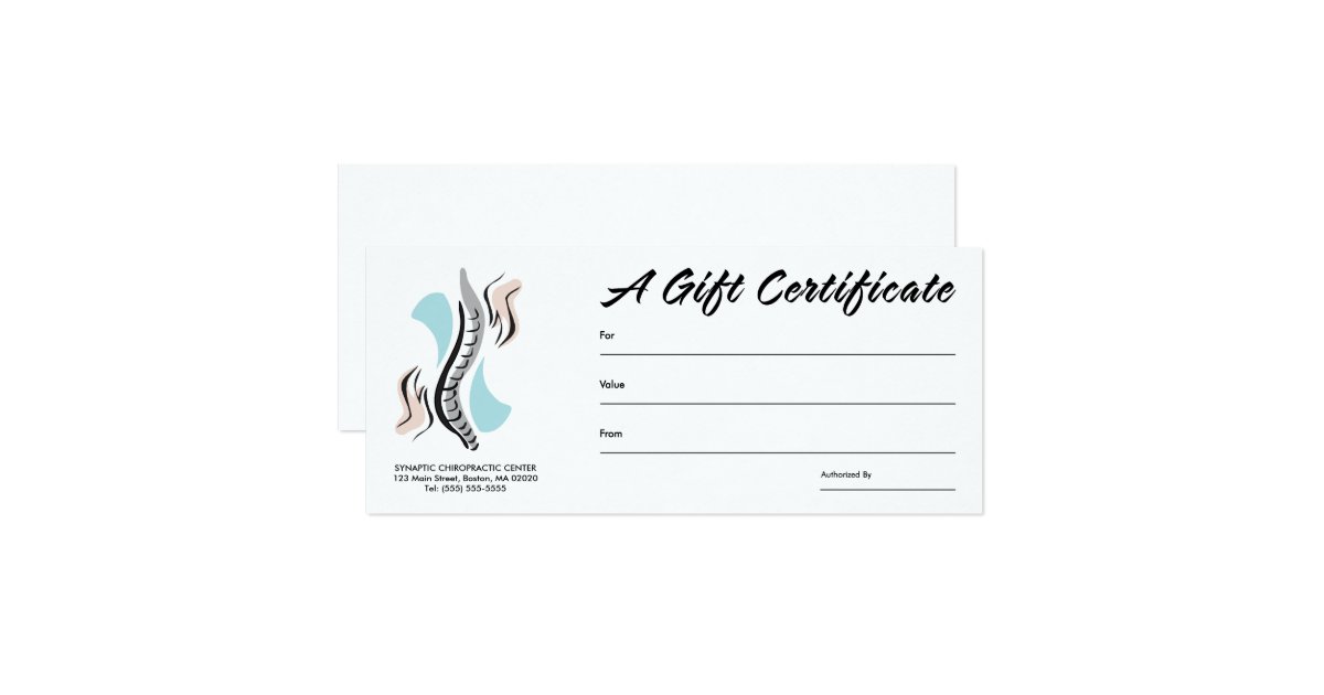 Chiropractic Gift Certificates Card Zazzle