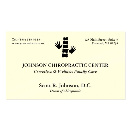 Chiropractic Logo Business Cards (front side)