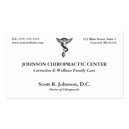Chiropractic Logo Business Cards (front side)
