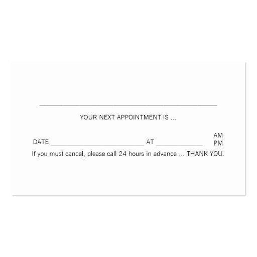 Chiropractor / Appointment Card Business Card Template (back side)