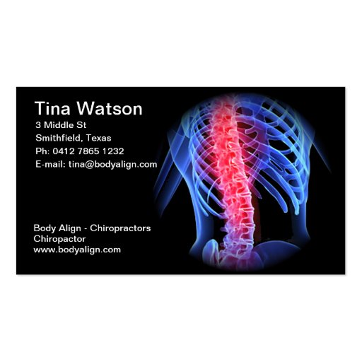 Chiropractor business card (front side)