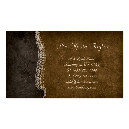 Chiropractor Business Card Chiropractic Spine