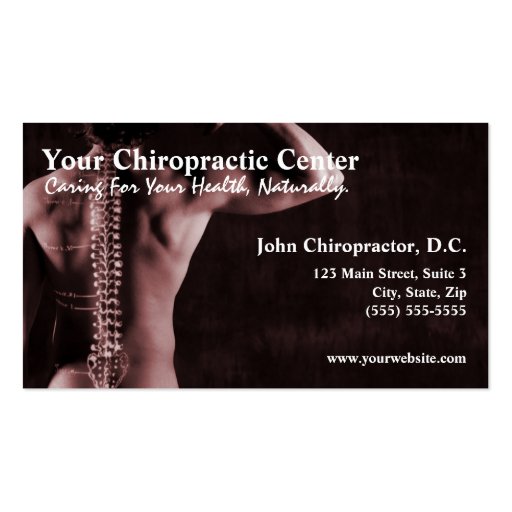 Chiropractor Chiropractic Business Cards (front side)