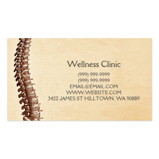 Chiropractor, Chiropractic, Health Business Card (back side)