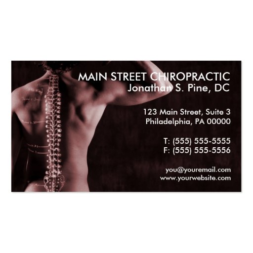Chiropractor Photo Business Cards