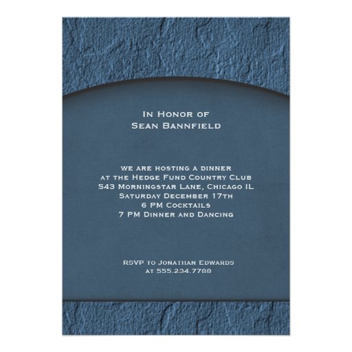 Chiseled Stone Blue Business Executive Retirement Invitation