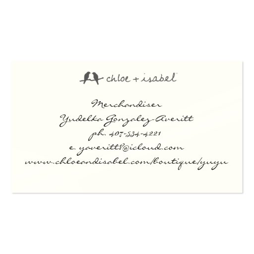 Chloe and isabel Business card (back side)