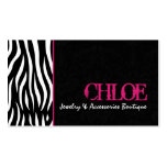 Chloe Black & Hot Pink Zebra Chic Business Card business cards