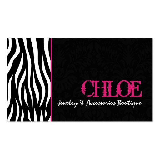 Chloe Black & Hot Pink Zebra Chic Business Card