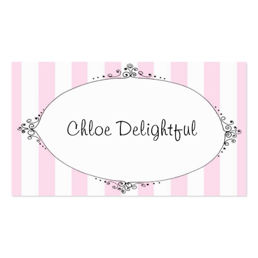 Chloe Delightful Pink Stripes Calling Cards Business Card Templates (front side)