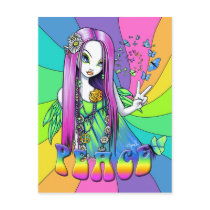 "Chloe" Rainbow Peace Hippie Fairy Postcard postcards
