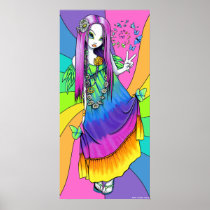 "Chloe" Rainbow Peace Hippie Fairy Poster posters