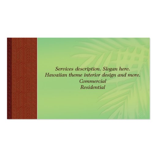 choco tapa palm business card template (back side)