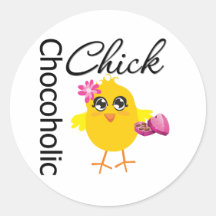 Chocoholic Chick Round Stickers