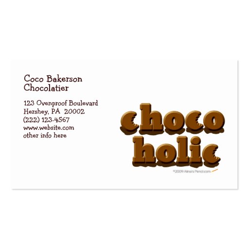 Chocoholic Customizable Chocolate Lovers Template Business Card Template (back side)