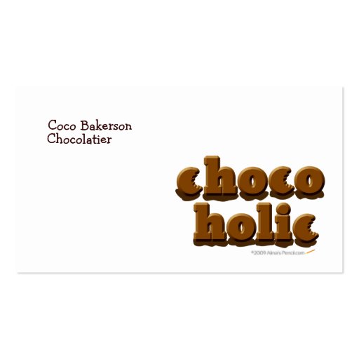 Chocoholic Customizable Chocolate Lovers Template Business Card Template (front side)