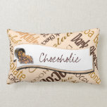 Chocolate, Almonds and Dark Chocolate Text Design pillows