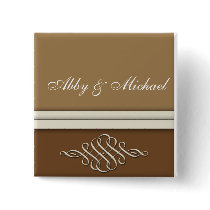 chocolate and dark brown wedding design buttons