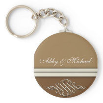 chocolate and dark brown wedding design keychains