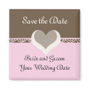Chocolate and Pink Save the Date magnets