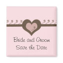 Chocolate and Pink Save the Date magnets