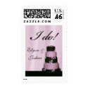 Chocolate and pink wedding cake stamp